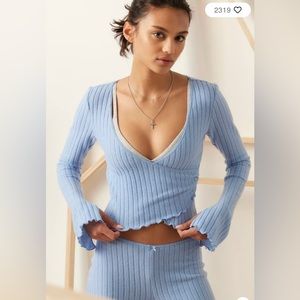 NWT Out From Under Lila Brushed Rib Wrap Top long sleeve INTIMATES LOUNGE Soft